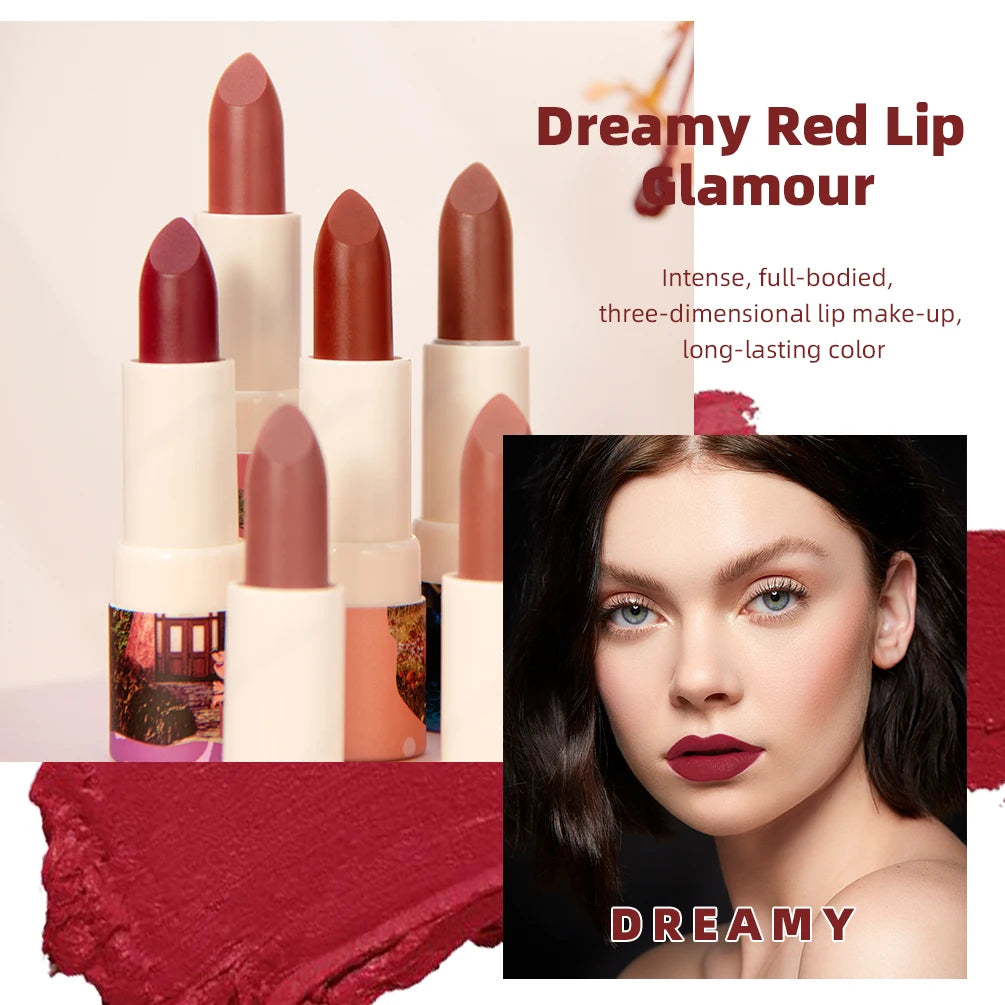 Rouge à lèvres Fantasy 6 couleurs en forme de champignon — maquillage longue tenue, rouge velours sexy, teinte pour les lèvres hydratante, gloss nude, cosmétique pour femmes.