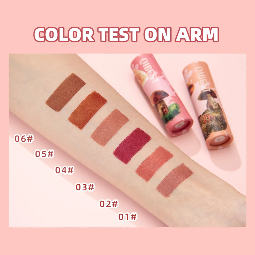 Rouge à lèvres Fantasy 6 couleurs en forme de champignon — maquillage longue tenue, rouge velours sexy, teinte pour les lèvres hydratante, gloss nude, cosmétique pour femmes.